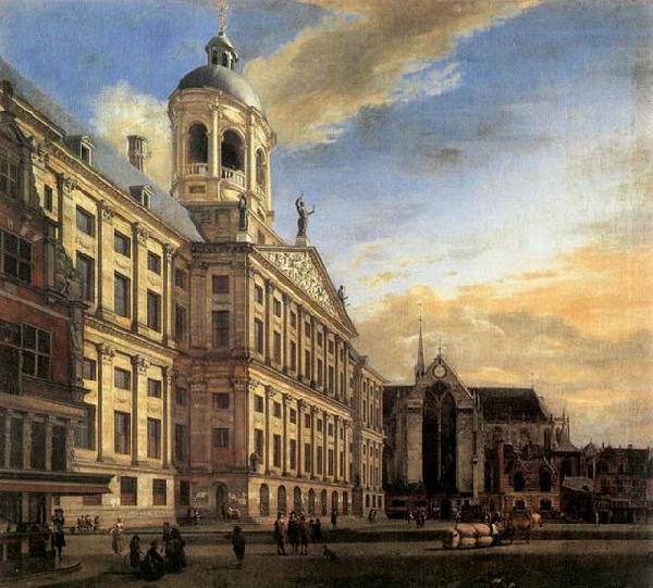 HEYDEN, Jan van der Amsterdam, Dam Square with the Town Hall and the Nieuwe Kerk France oil painting art